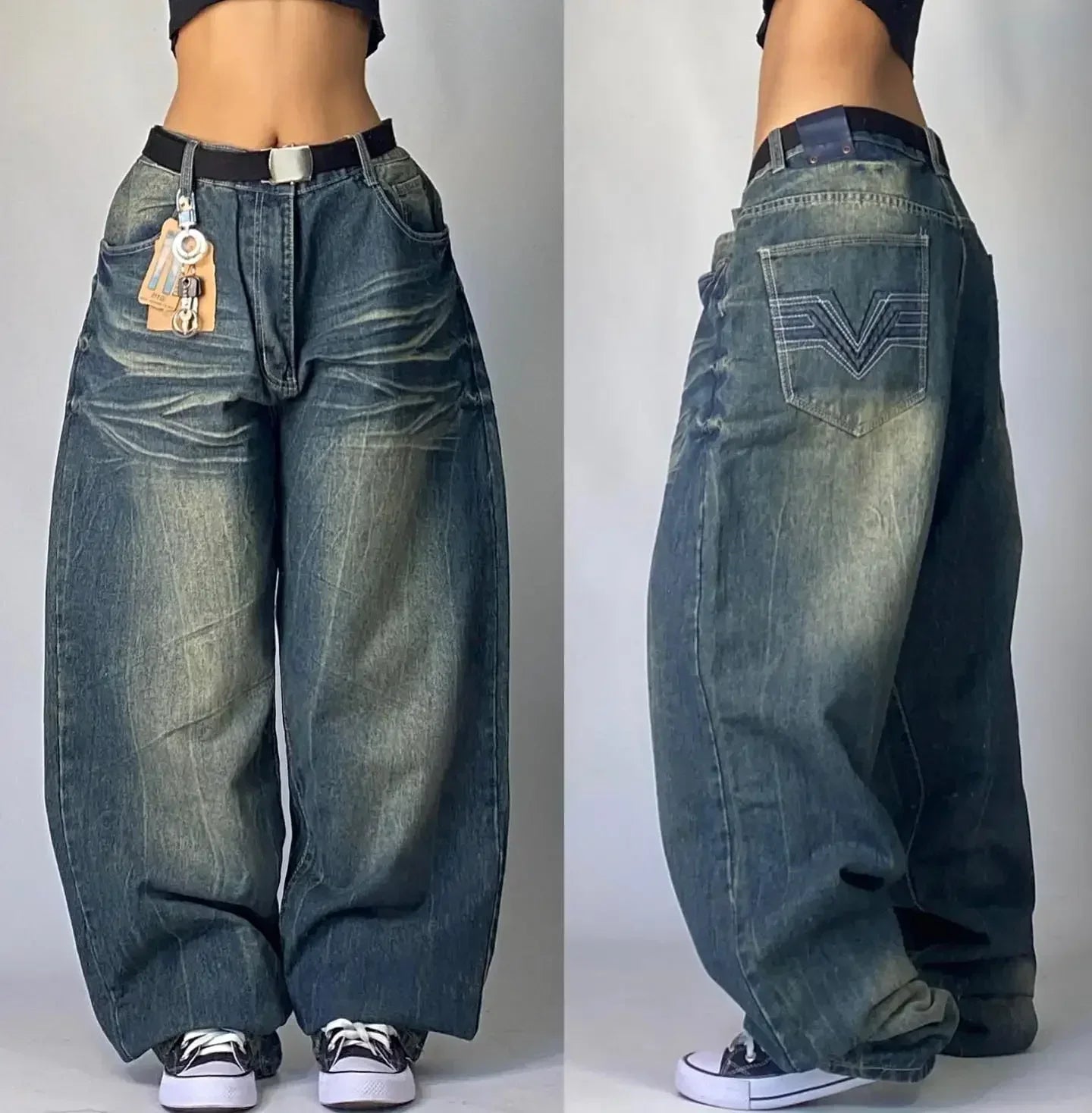 Baggy light wash denim